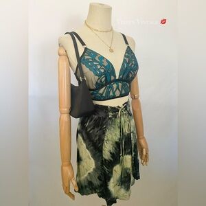 VINTAGE Y2K KHUSH TIE DYE CORSET WAIST PETAL MINI SKIRT